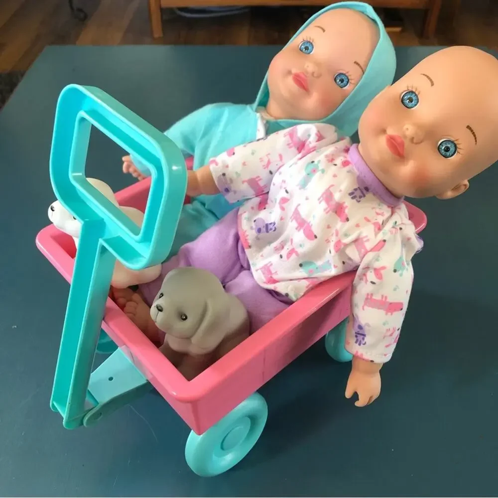 Soft Bodied Dolls (2), Twins Wagon and Friends